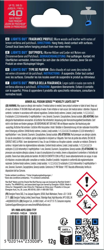 ArmorAll Oracle RedBull Lights Out - Helmet závěsná vůně do auta